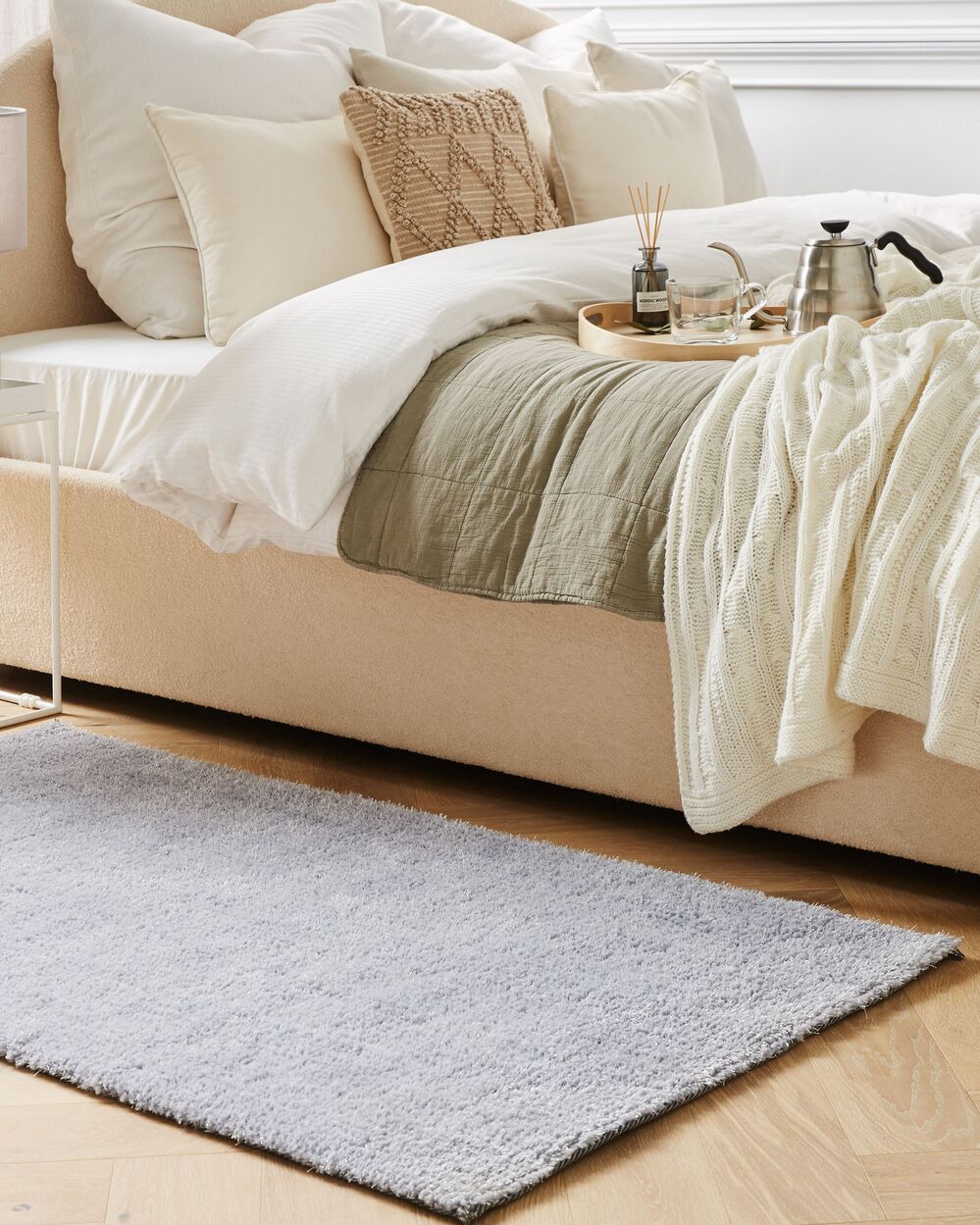 Tappeto Shaggy grigio chiaro 80 x 150 cm moderno tappeto rettangolare trapuntato a Pelo Lungo