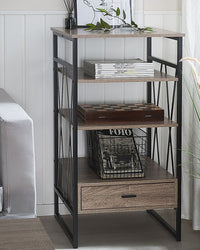 Consolle Mobile TV Taupe Legno e Metallo 3 Ripiani 1 Cassetto Home Office Mobili Stile Moderno