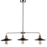 Lampada a Sospensione 3 Luci Binario Nero Paralumi Rotondi in Metallo Design Industriale