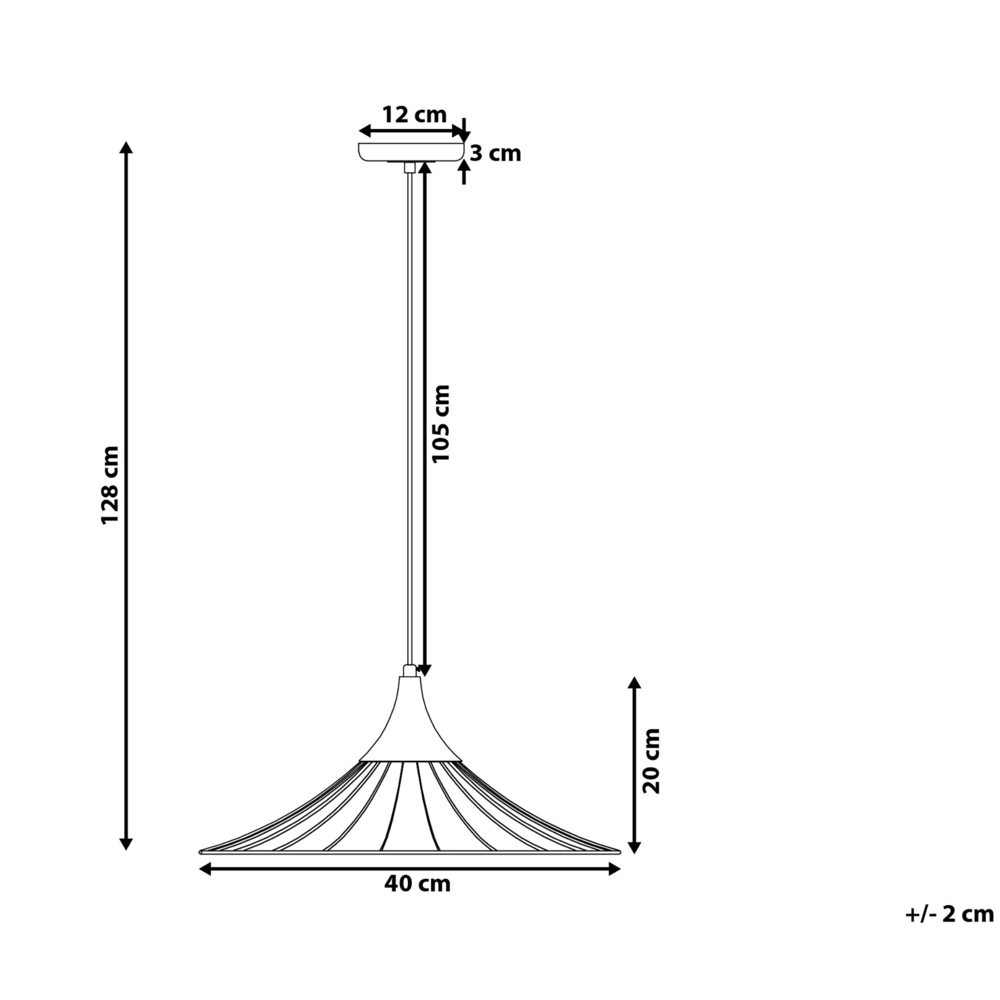 Lampadario in Metallo Nero Paralume a Imbuto con Griglia Cavo Nero