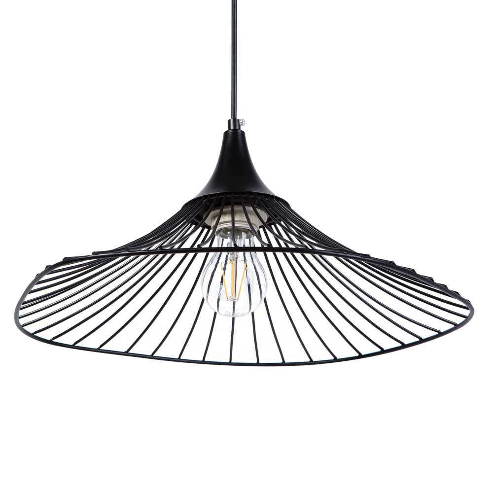 Lampada Color Nero con Paralume metallo in Filo Design Industriale