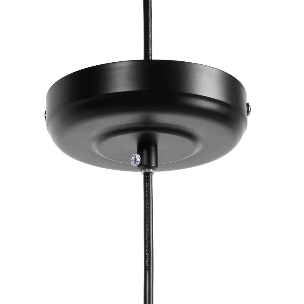 Lampadario in Filo color Nero con Paralume Tondo Aperto in Metallo stile industriale soggiorno