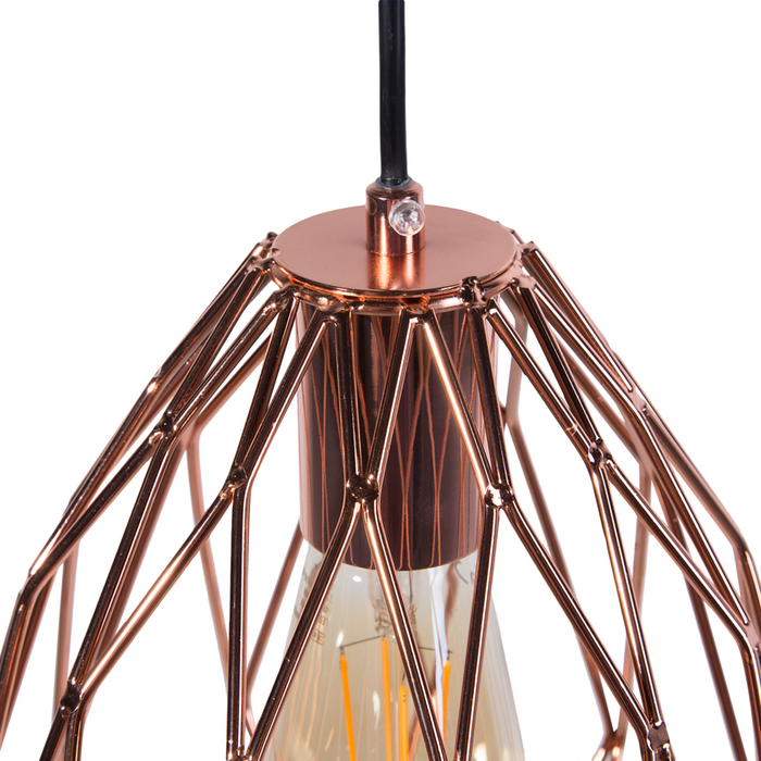 Lampada a 1 Luce con Paralume in Filo Metallico Ramato Traforato