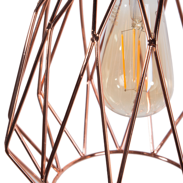 Lampada a 1 Luce con Paralume in Filo Metallico Ramato Traforato