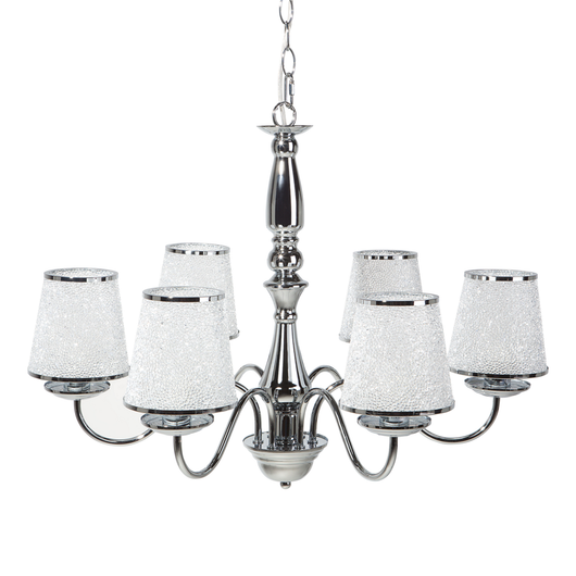 Lampadario in Metallo argento e vetro acrilico a 6 punti luce lampada a sospensione candeliere Classico