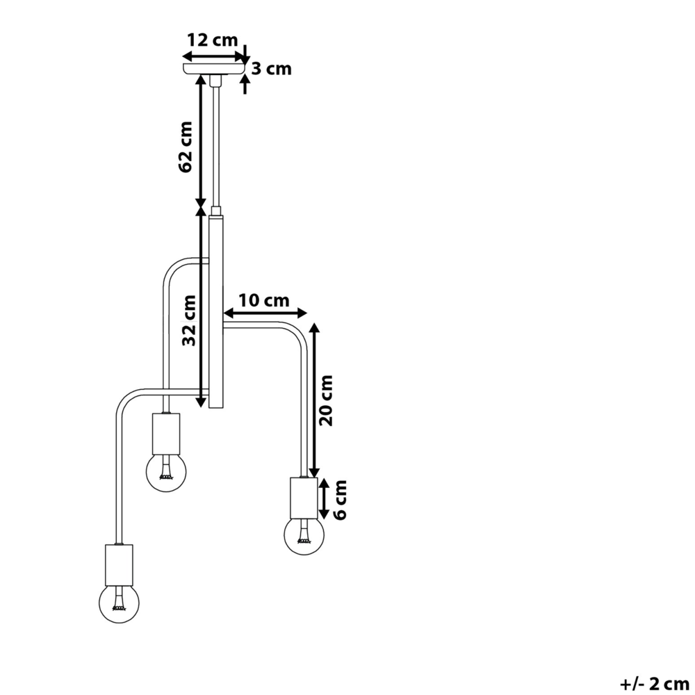 Lampadario Metallo Color Rame 3 Luci Effetto Lampadina Incandescenza