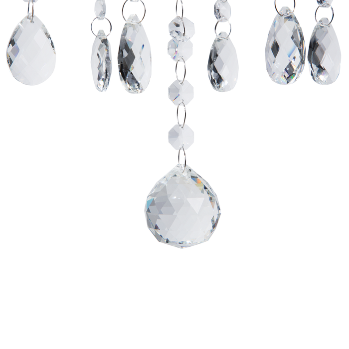 Lampadario in cristallo color argento 185 cm trasparente a 5 fuochi