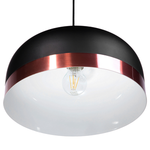 Lampadario Metallo Nero e Rame con Paralume a Campana Design Moderno