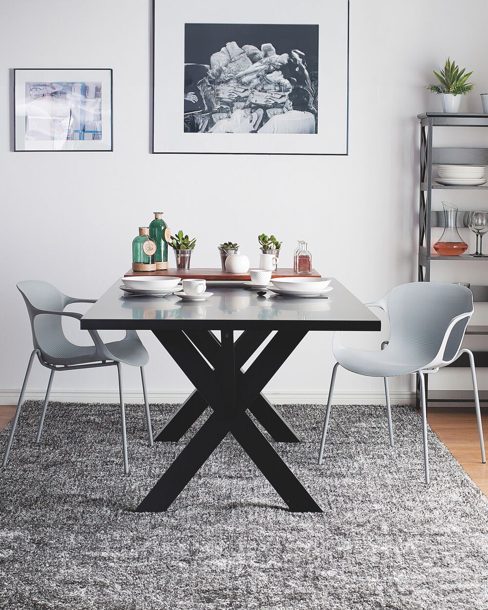 Set di 2 Sedie da Pranzo in Metallo Grigio Stile Industriale Moderno