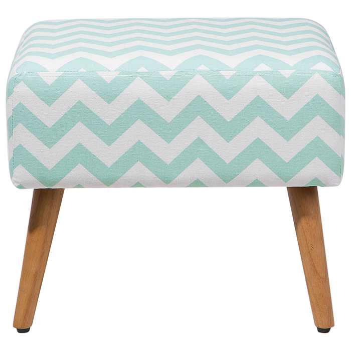 Poggiapiedi in Cotone color Verde Menta con Gambe in Legno Motivo Orientale stile etnico