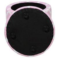 Poggiapiedi Sgabello Contenitore Rotondo a Quadrifogli Rosa e Bianco