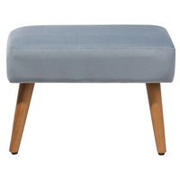 Poggiapiedi in Cotone Grigio chiaro e legno chiaro con Gambe in Legno