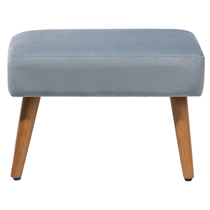 Poggiapiedi in Cotone Grigio chiaro e legno chiaro con Gambe in Legno