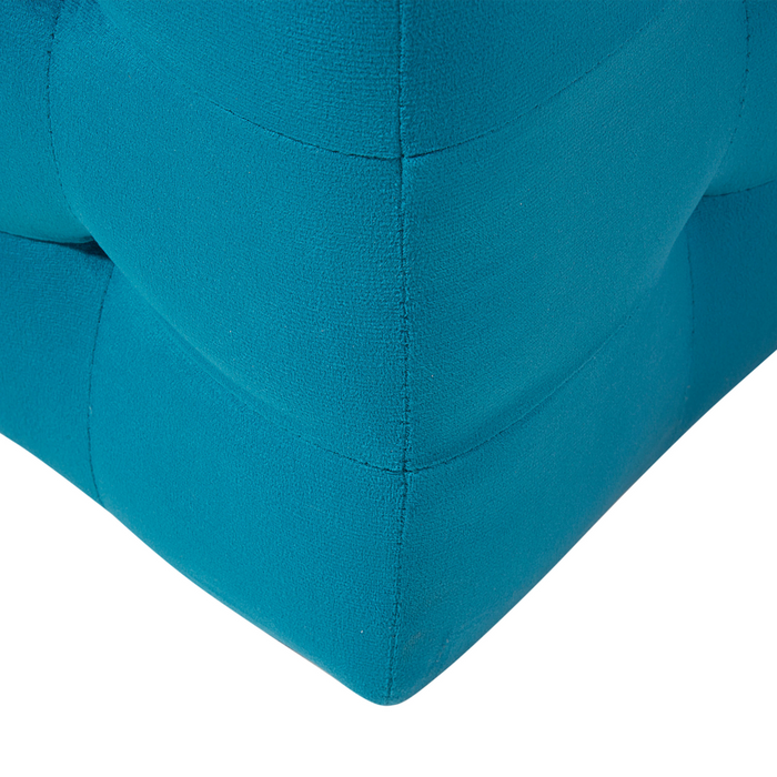 Pouf Cassapanca Imbottito in Velluto Blu Navy Stile Chesterfield