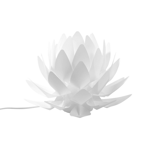 Lampada da Tavolo in Plastica Bianca 30H cm Decorativa a Forma di Fiore Minimalista