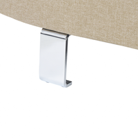 Divano angolare in tessuto beige chiaro con poggiatesta e braccioli regolabili a forma di L