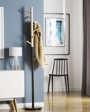 Appendiabiti da terra in legno di colore marrone e nero 170 cm ingresso soggiorno scandinavo