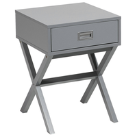 Comodino Grigio Rettangolare Top Cassetto Gambe in Legno Scandinavo