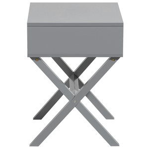 Comodino Grigio Rettangolare Top Cassetto Gambe in Legno Scandinavo