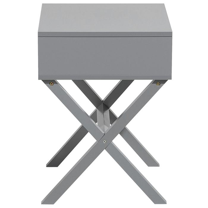 Comodino Grigio Rettangolare Top Cassetto Gambe in Legno Scandinavo