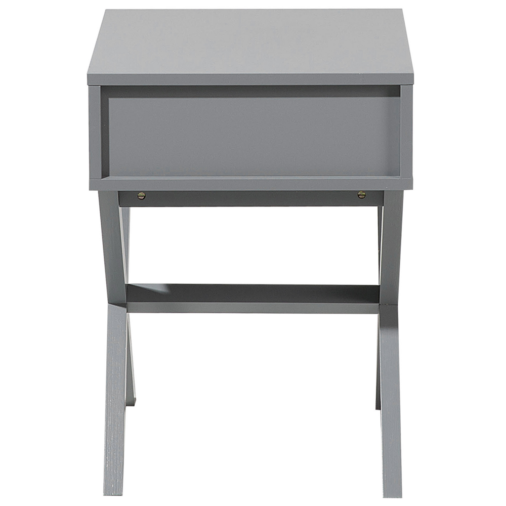 Comodino Grigio Rettangolare Top Cassetto Gambe in Legno Scandinavo