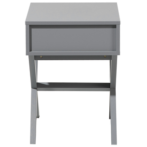 Comodino Grigio Rettangolare Top Cassetto Gambe in Legno Scandinavo