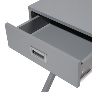 Comodino Grigio Rettangolare Top Cassetto Gambe in Legno Scandinavo