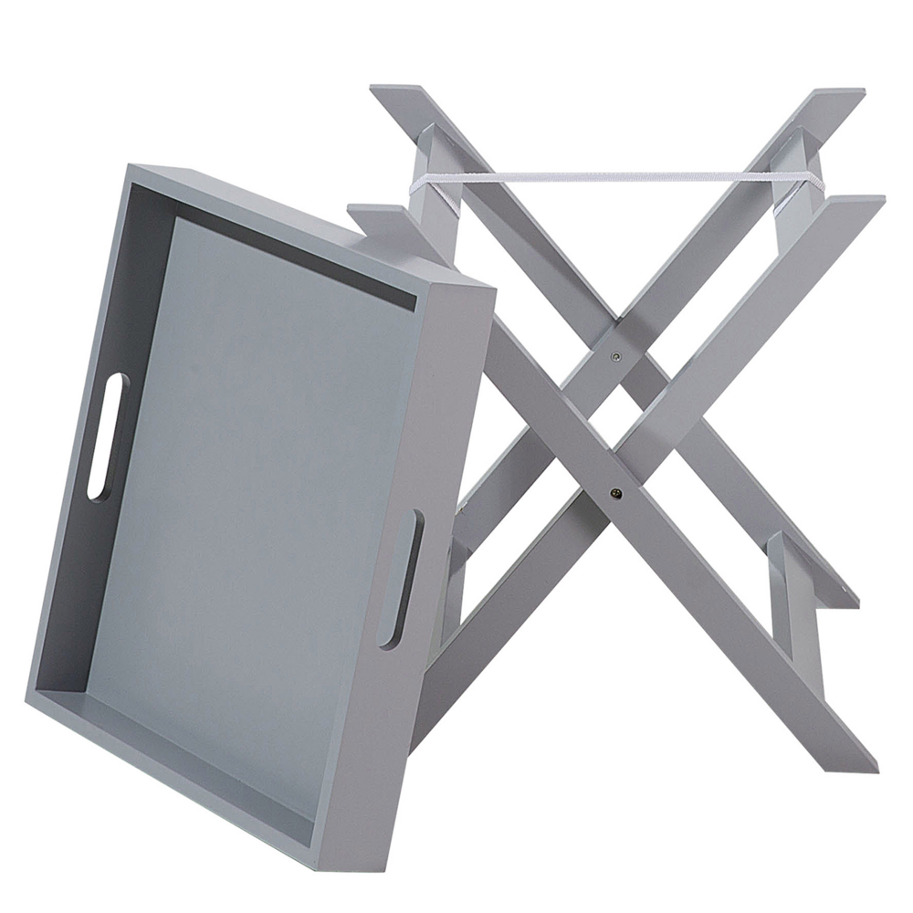 Tavolino da caffè Vassoio rimovibile pieghevole in legno grigio dal design scandinavo