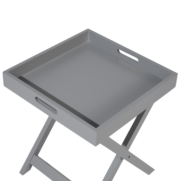 Tavolino da caffè Vassoio rimovibile pieghevole in legno grigio dal design scandinavo