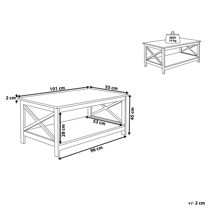 Tavolino da caffè Nero 100 x 55 cm 2 ripiani rettangolare da tavolo in stile moderno