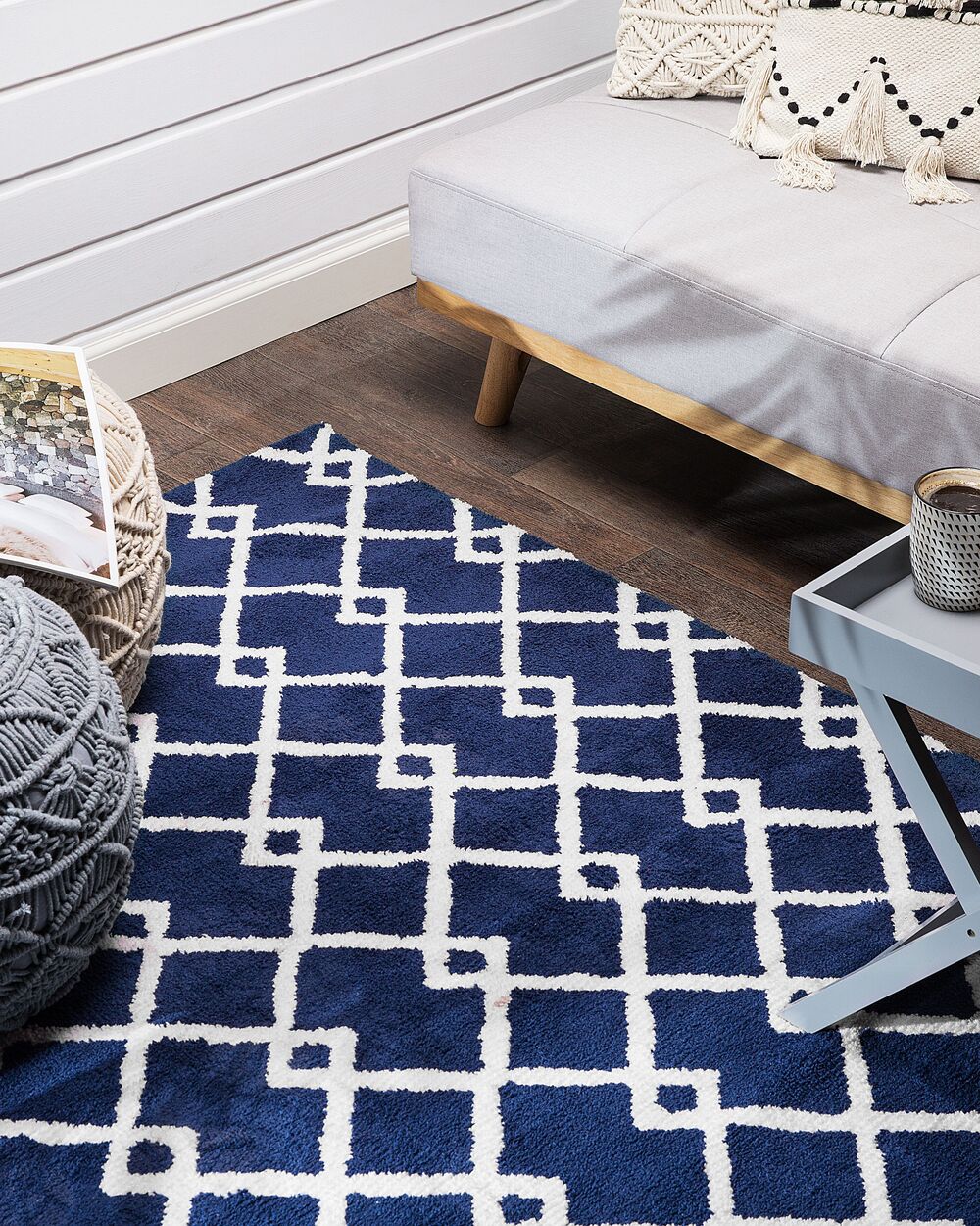 tappetino Tappeto Tessuto Blu 160 x 230 cm Geometrico Rettangolare Moderno