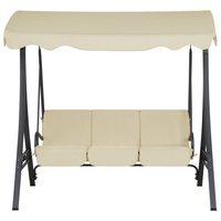Altalena da patio Tessuto Beige Struttura In Acciaio dondolo 3 Posti