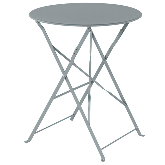 Set da bistrot da 3 pezzi con schienale a doghe pieghevole in metallo grigio per esterni