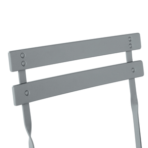 Set da bistrot da 3 pezzi con schienale a doghe pieghevole in metallo grigio per esterni