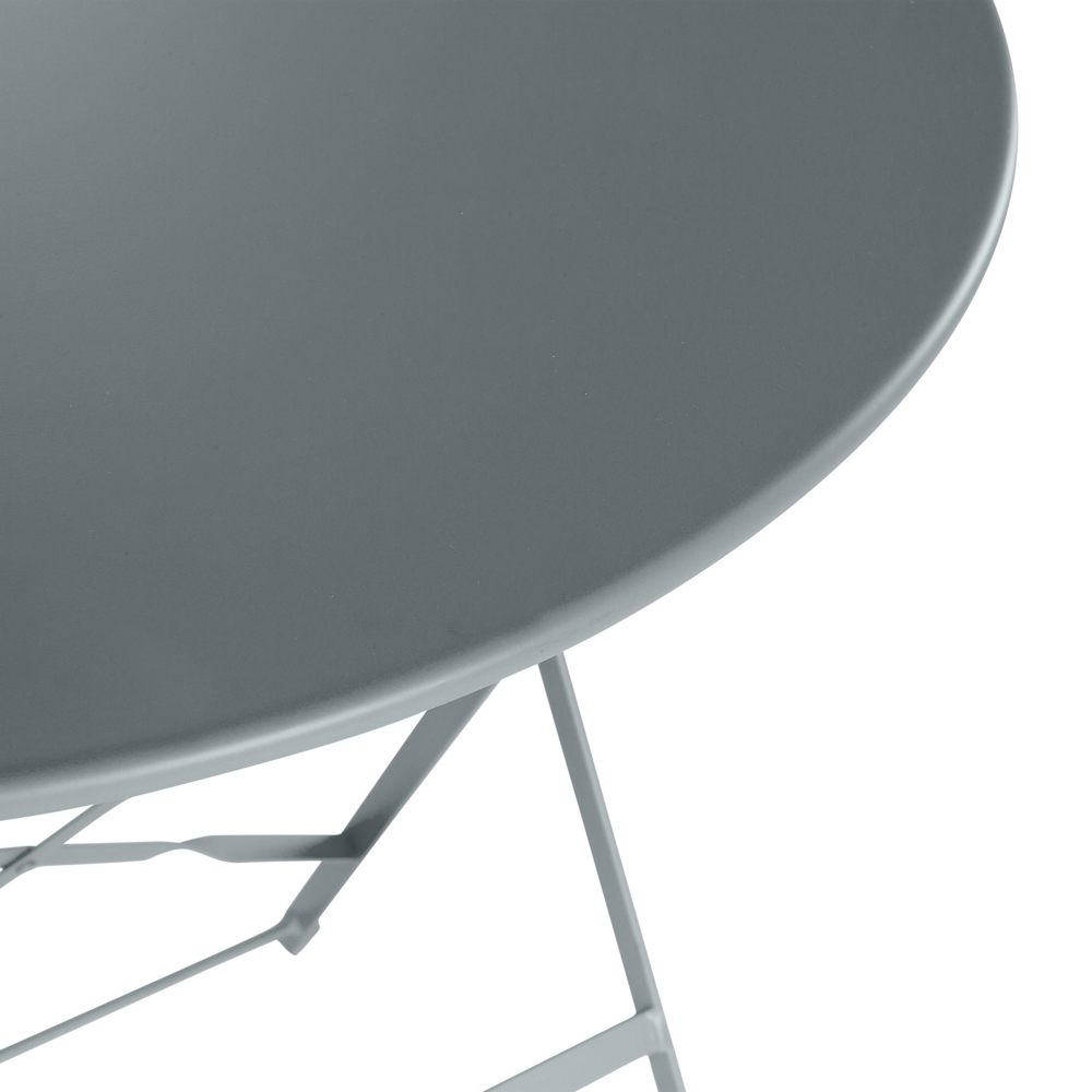 Set da bistrot da 3 pezzi con schienale a doghe pieghevole in metallo grigio per esterni