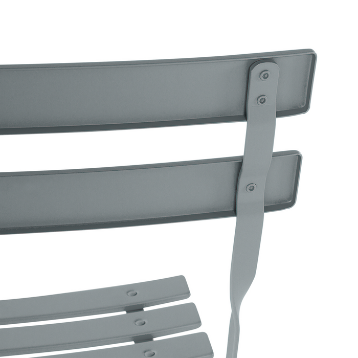 Set da bistrot da 3 pezzi con schienale a doghe pieghevole in metallo grigio per esterni