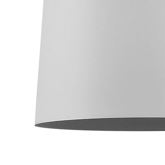 Lampadario in Metallo Bianco e Legno con Paralume a Forma di Cilindro