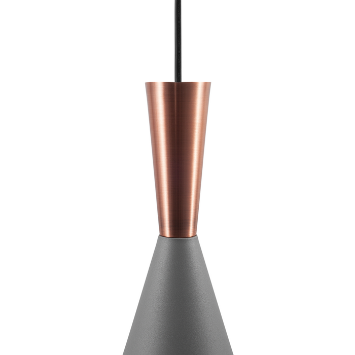 Lampada a sospensione a sospensione con paralume grigio cono geometrico dal design moderno e minimalista