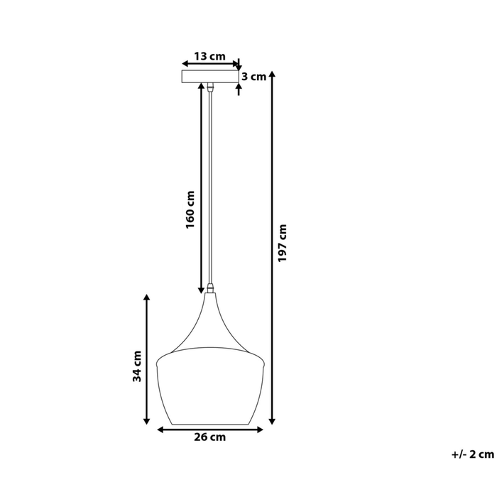 Lampada a Sospensione Metallo Nero 197 cm Bicolore Paralume Contemporaneo Moderno