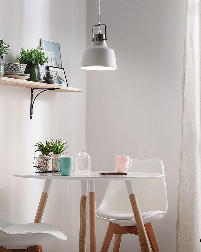 Lampada da Soffitto in Metallo Bianco 179 cm Lampada a Sospensione Paralume Industriale