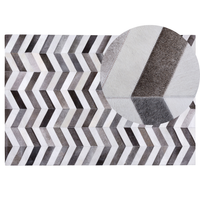 Tappeto tappetino Grigio Pelle 140 x 200 cm Patchwork Pelle Bovina Zigzag Rettangolare Moderno