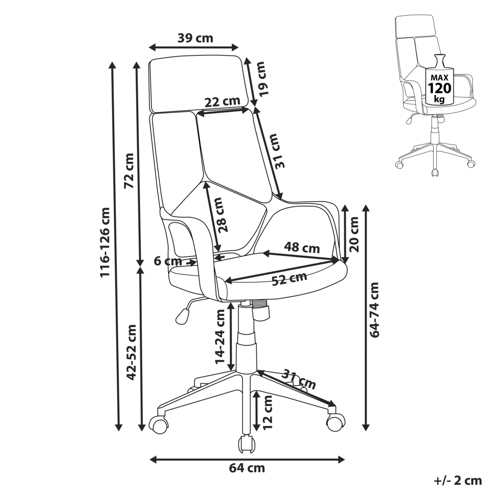 Sedia da Ufficio Scrivania Girevole in Tessuto Blu e Nero Tessuto Computer Regolabile Sedile Schienale Reclinabile