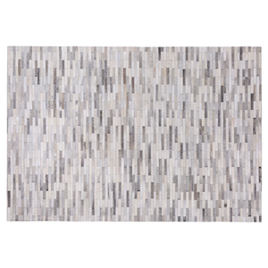 Tappeto tappetino Grigio Pelle 140 x 200 cm Patchwork Pelle Bovina Rettangolare Moderno