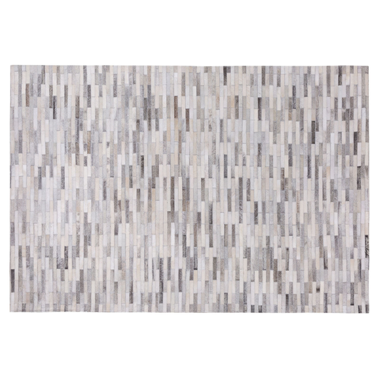 Tappeto tappetino Grigio Pelle 140 x 200 cm Patchwork Pelle Bovina Rettangolare Moderno