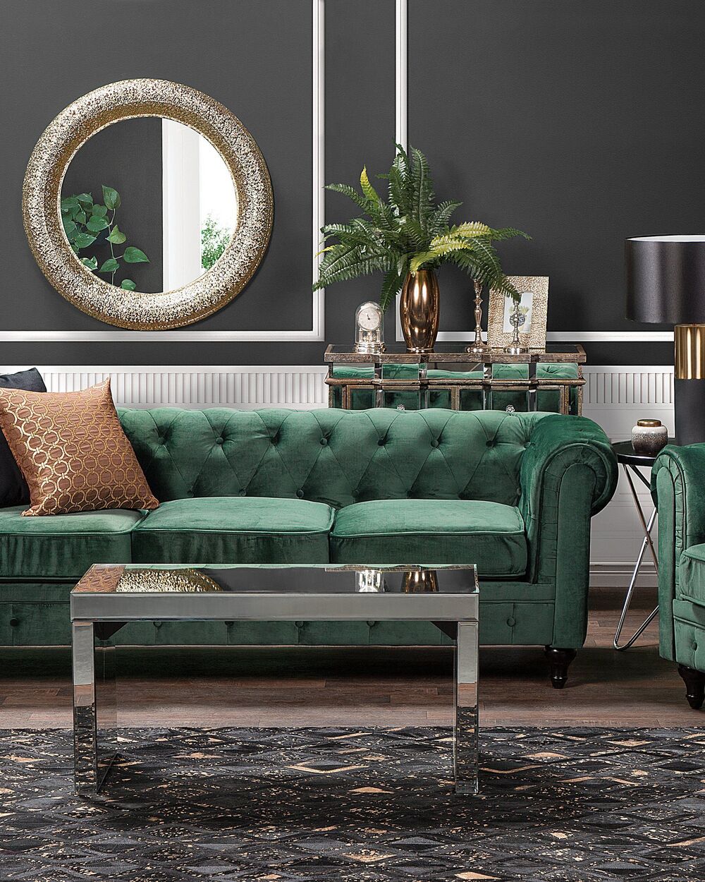 Tappeto Nero con Pelle dorato 140 x 200 cm in stile Modern Glam