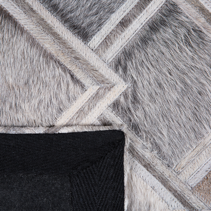 Tappeto tappetino Grigio Pelle 140 x 200 cm Patchwork Pelle Bovina Geometrico Rettangolare Moderno