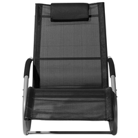 Lettino a dondolo in tessuto con guide in acciaio Nero con cuscino per la testa