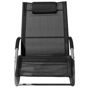 Lettino a dondolo in tessuto con guide in acciaio Nero con cuscino per la testa