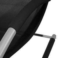 Lettino a dondolo in tessuto con guide in acciaio Nero con cuscino per la testa