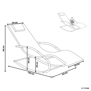 Lettino a dondolo in tessuto con guide in acciaio Nero con cuscino per la testa